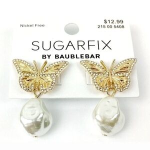 SUGARFIX by BaubleBar Crystal Wing Faux Pearl Butterfly Drop Dangle Earrings